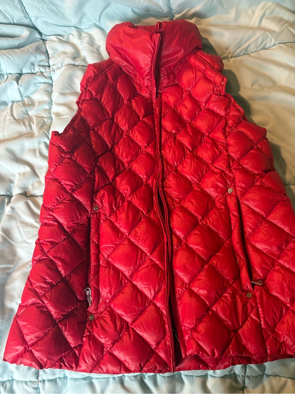 Lauren Ralph Lauren Red Quilted Diamond Puffer Coat